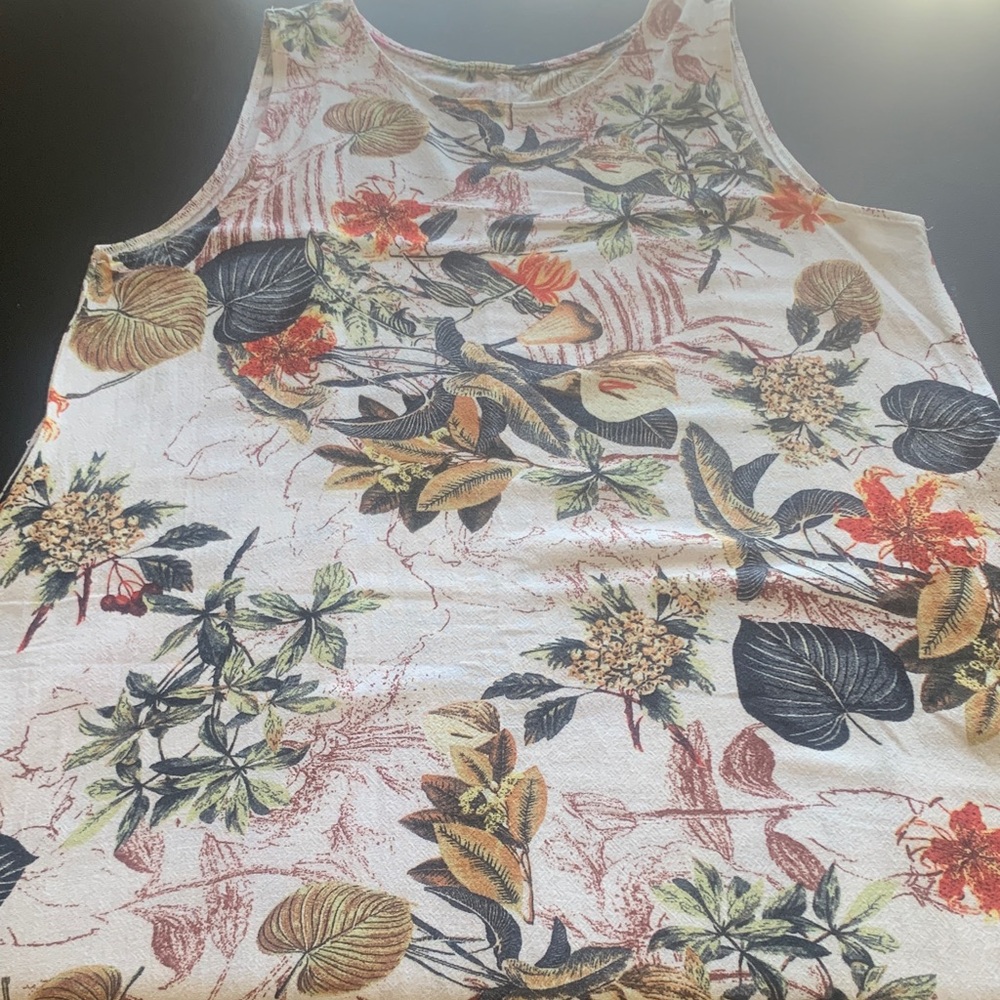 Floral Tropical Print Sleeveless Dress- Multi